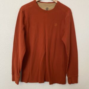 Timberland Sweater Mens Large Burnt Orange Waffle Knit Outdoor Sweatshirt EUC